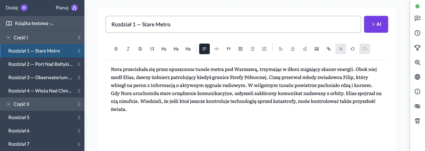 Struktura książki i edytor rozdziału